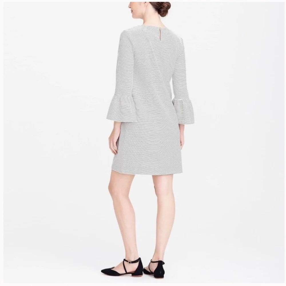 J. Crew Gray Sheath Dress with Bell Sleeves Medium size black and white cotton - Picture 3 of 15